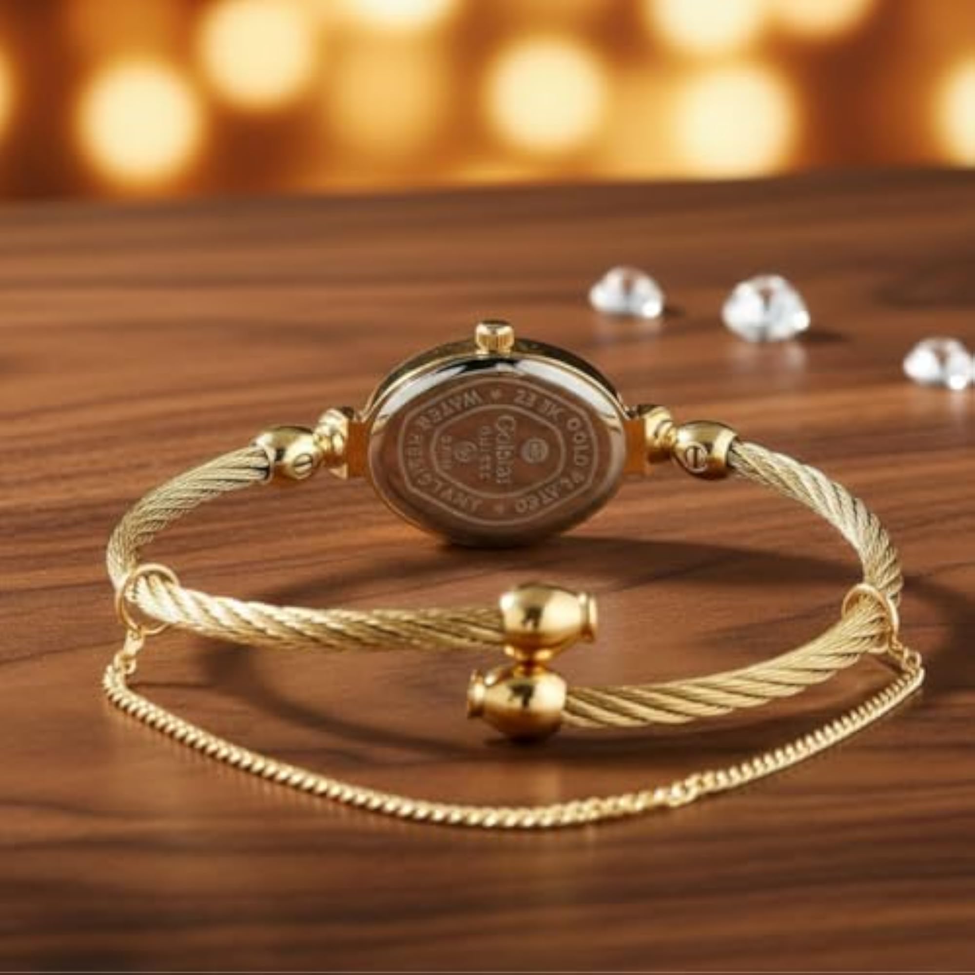 Women's Premium 24k Gold Polished Bangle Watch